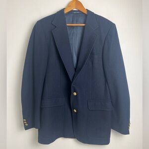 Vintage Stanley Blacker Men's Size 42 Navy Blue 2-Button Blazer Made In USA